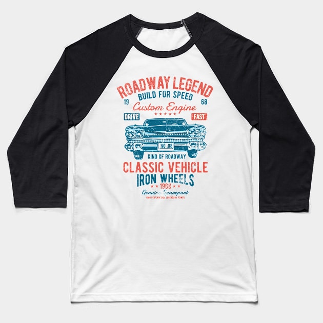 Custom Engine Classic Car Baseball T-Shirt by ChapulTee